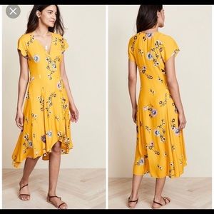 Free People Yellow Floral Midi Dress